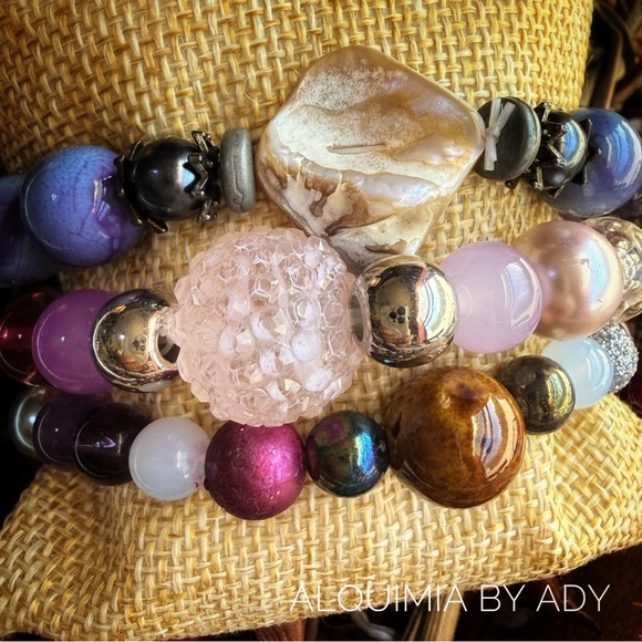 Amethyst and jade Vibrant Beaded Bracelet Collection